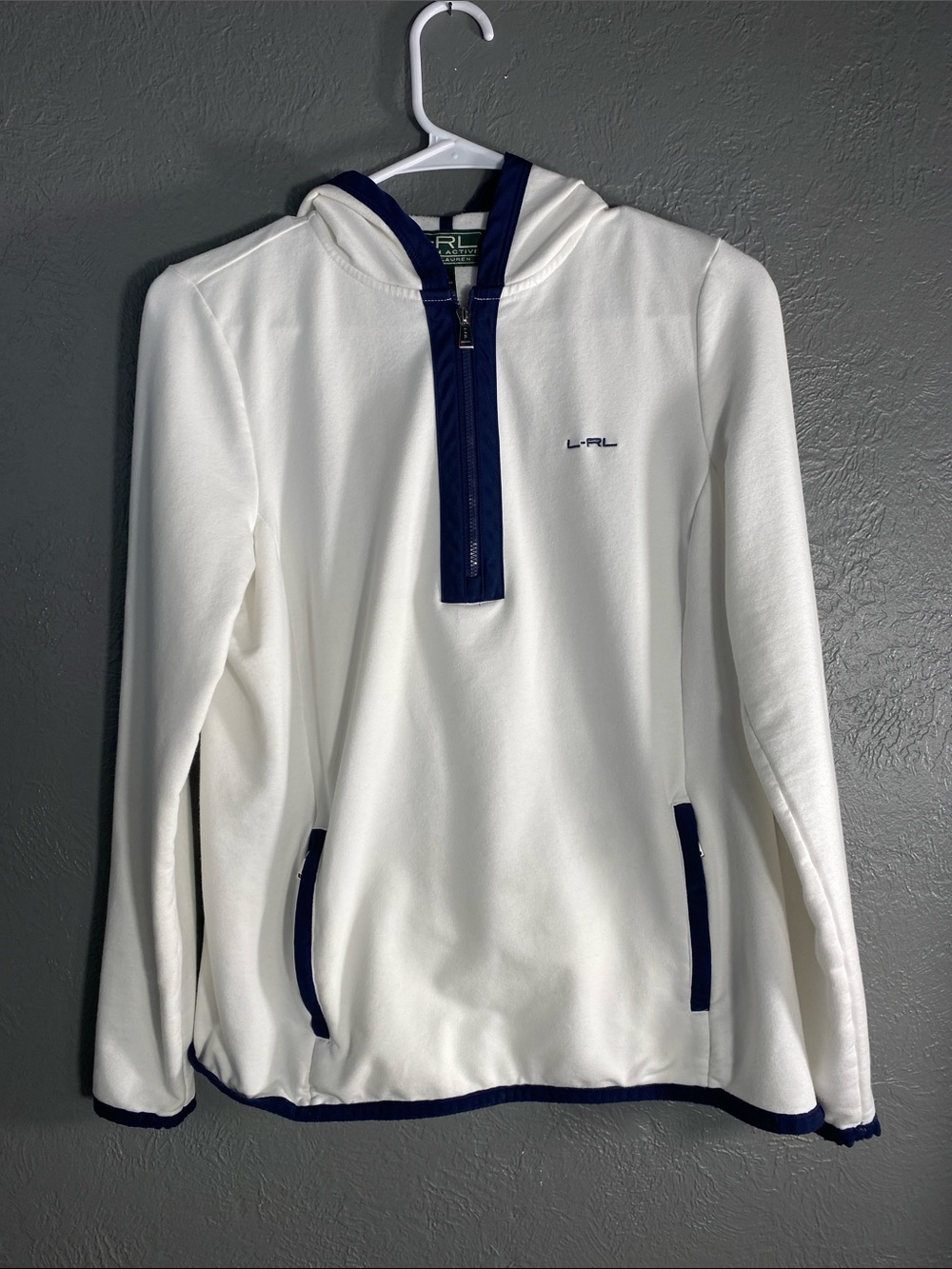 Ralph Lauren Jacket Womens M White Hooded Full Zip Sweater Sweatshirt Hoodie Top